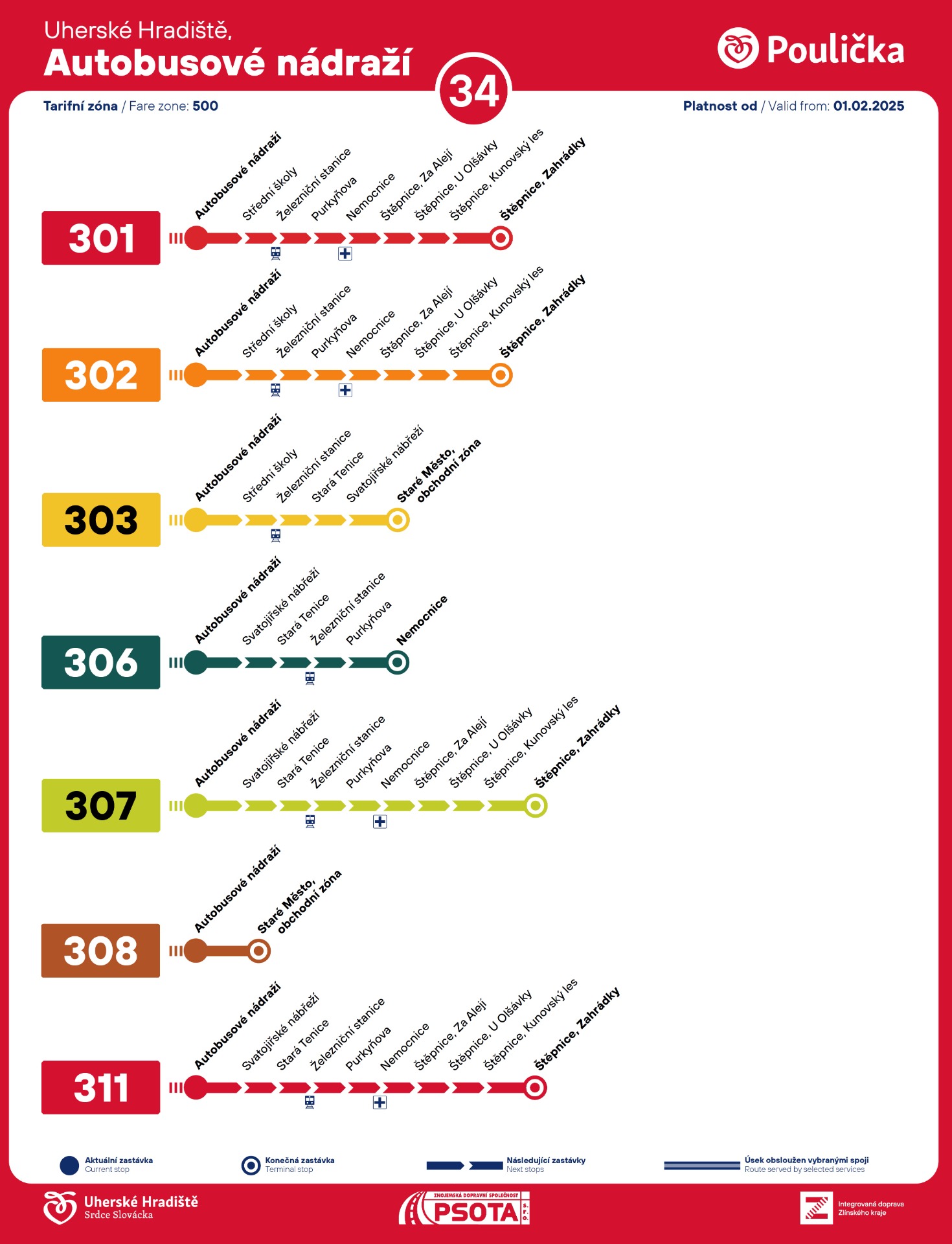 Mnou navržená grafika odjezdových stanovišť, která však ve finální verzi prošla poměrně velkou změnou dle ambasadora celého projektu.