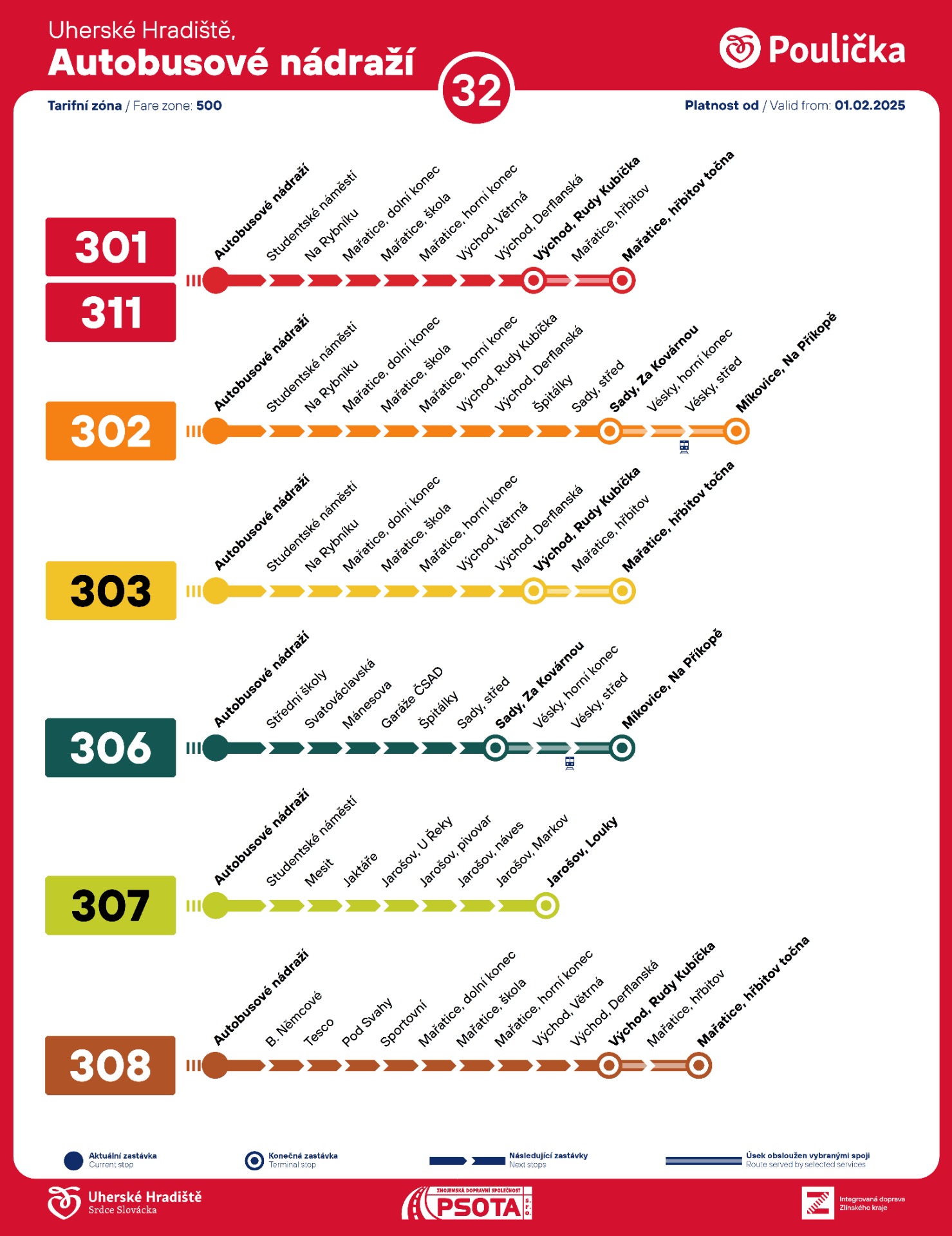 Mnou navržená grafika odjezdových stanovišť, která však ve finální verzi prošla poměrně velkou změnou dle ambasadora celého projektu.