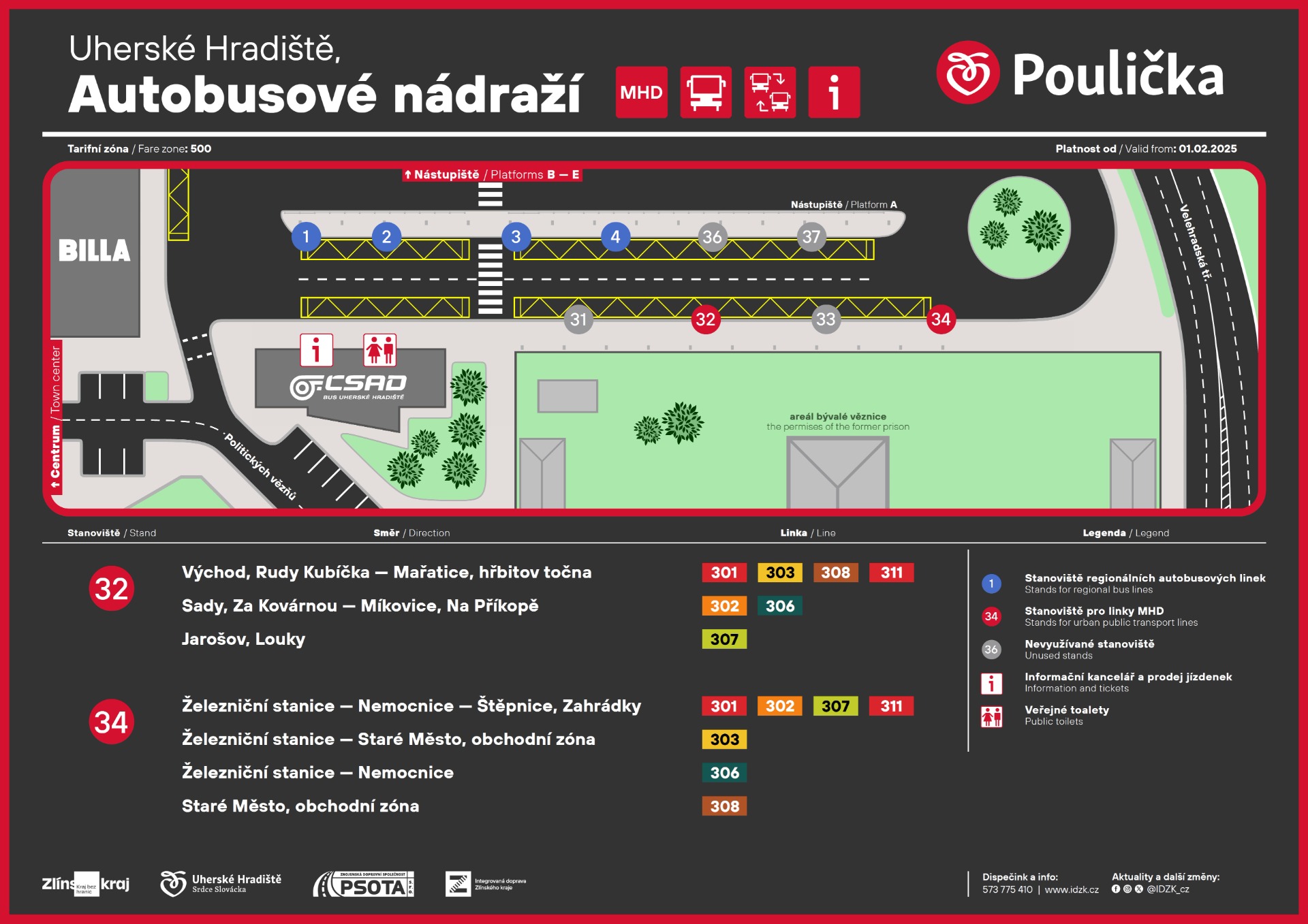 Finální podoba orientačního schématu autobusového nádraží.