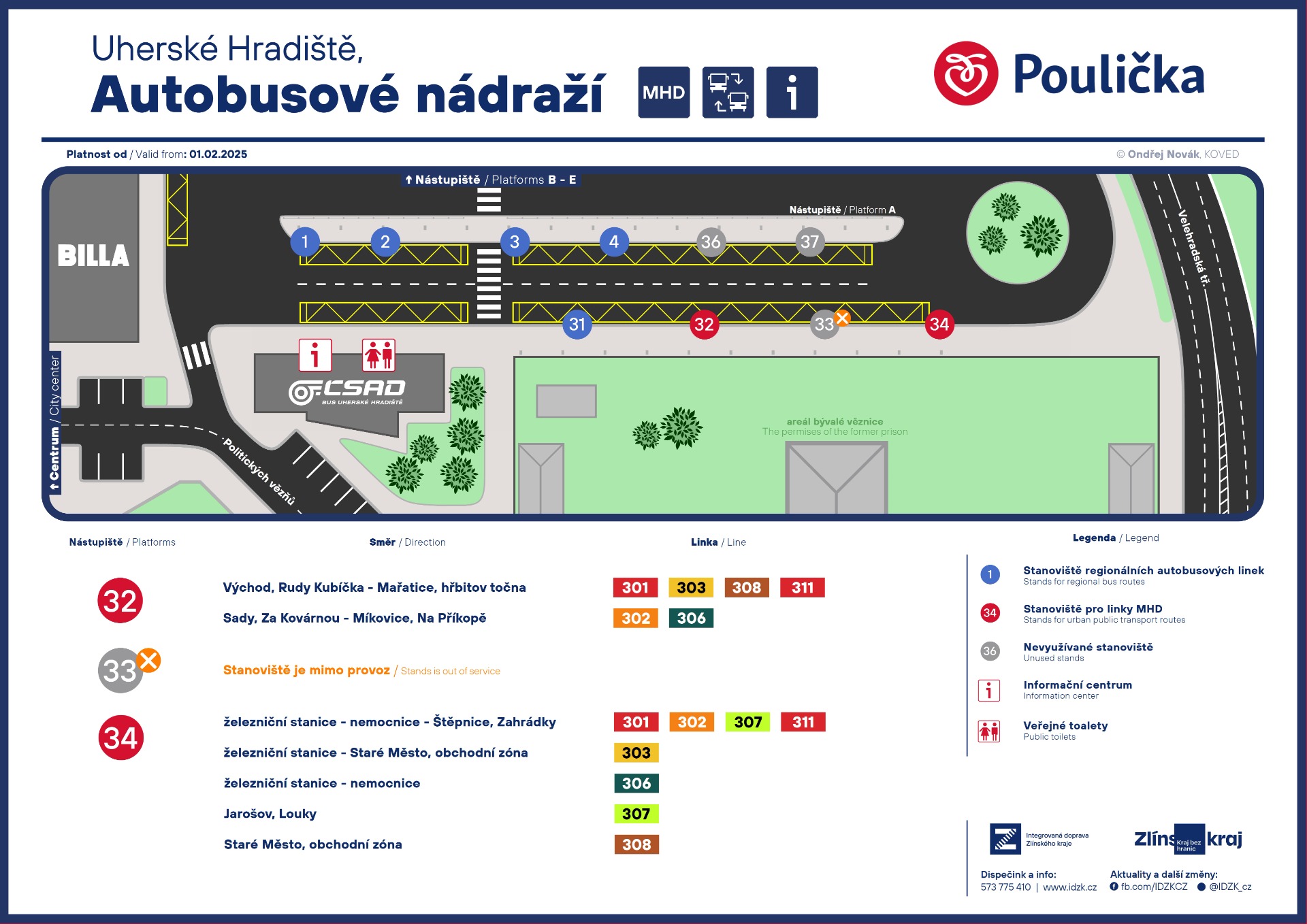 Jedna z celkem čtyř navržených variant schématu přestupního uzlu, které se mezi sebou lišily použitými barvami.