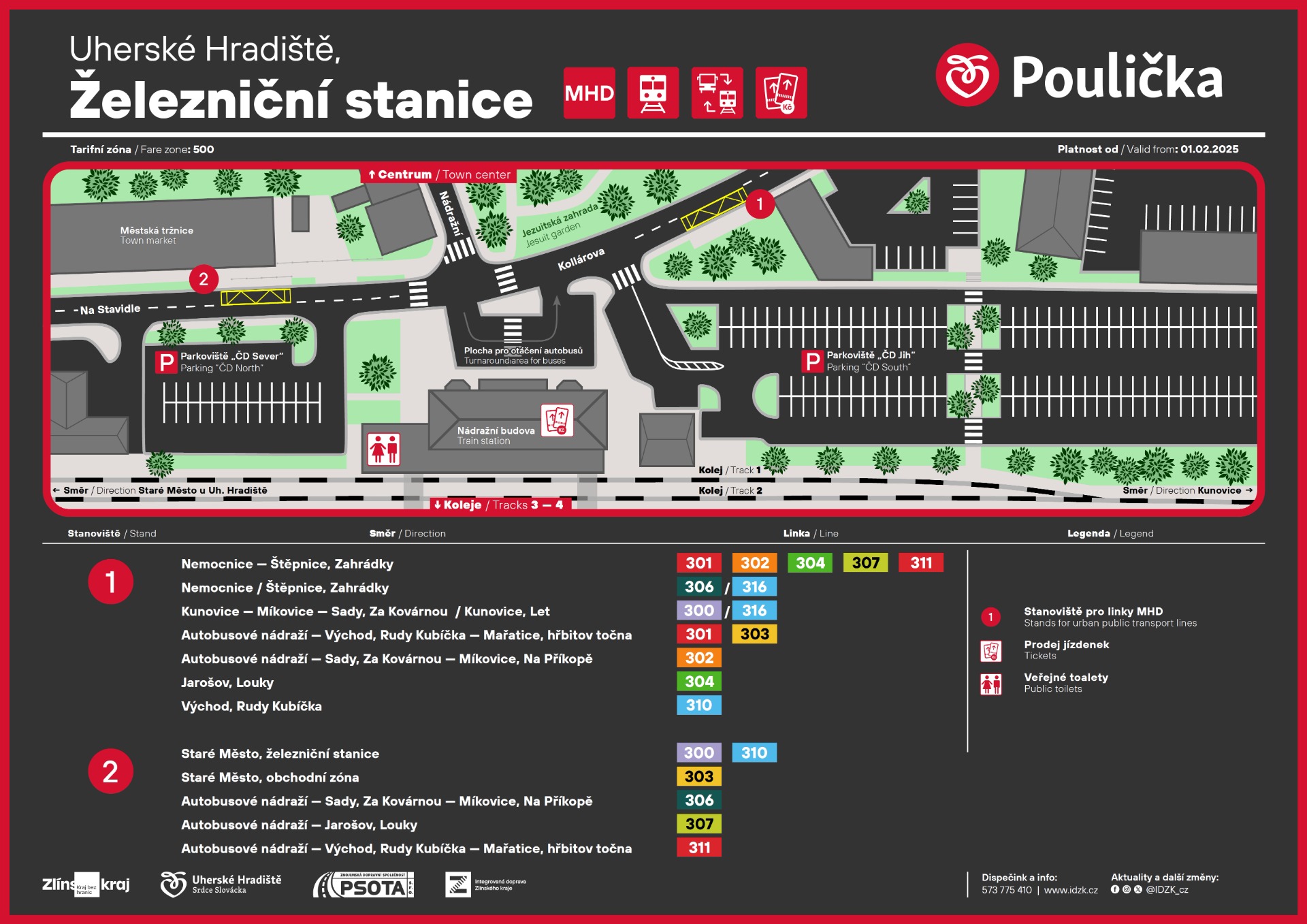 Finální podoba orientačního schématu železniční stanice.